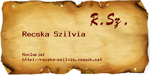 Recska Szilvia névjegykártya